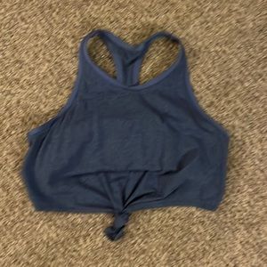 Blue built in sports bra, tie crop top! Super comfy